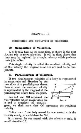 Chapter II.: Composition and Resolution of Velocities.