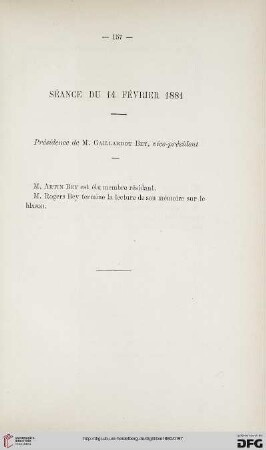 Séance du 14 février 1881