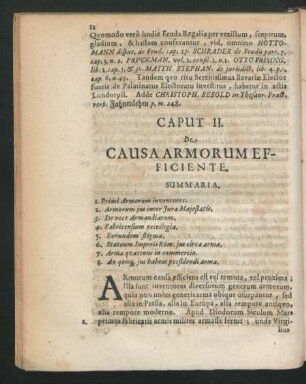 Caput II. De Causa Armorum Efficiente.