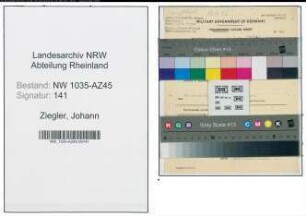 Entnazifizierung Johann Ziegler , geb. 16.10.1884 (Bergbeamter)