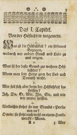 Das I. Capitel. Von der Höflichkeit insgemein