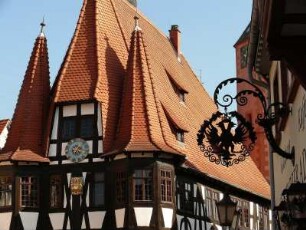 Rathaus von Michelstadt/Odenwald, Frontansicht ohne Turmspitzen