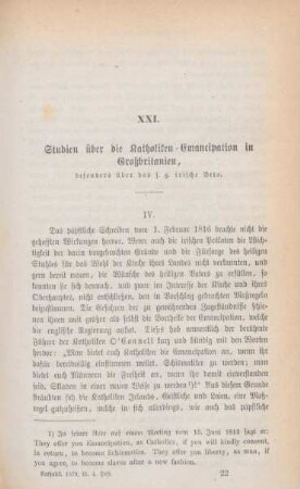 337-366 Studien über die Katholiken-Emancipation in Großbritanien : IV.