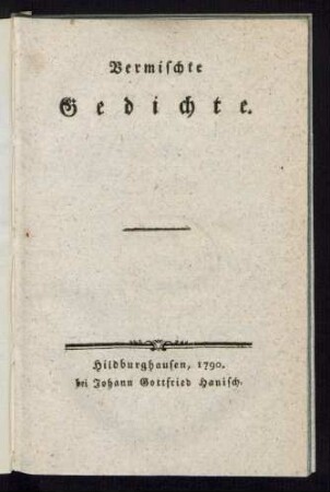 Vermischte Gedichte