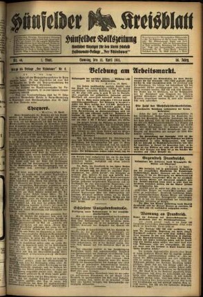 Erste Ausgabe vom Samstag, den 11. April 1931.