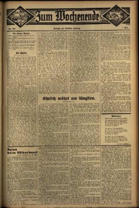 Zweite Ausgabe vom Sonntag, den 14. Mai 1933.