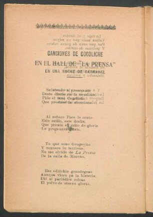 Canciones de Cocoliche - En el hall de "la prensa" : En una noche de carnaval