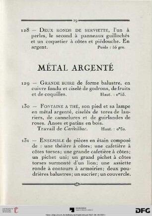 Métal argenté (Nr. 129-149)