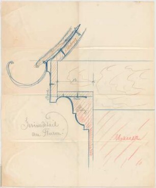 Seidl, Gabriel von; Altmannstein - Sandersdorf; Schlossgaststätte Schlosshaus - Turm, Gesims (Detail)