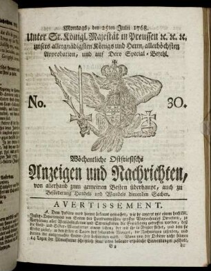 No. 30. Montags, den 25ten Julii 1768.
