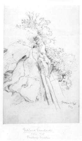 Landschaftsstudie : Landschaftsstudie. Bleistiftzeichnung; 19,3 x 12,4 cm (1874; E. Leonhardi). Freiberg: Stadt- und Bergbaumuseum 58/125