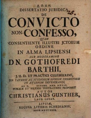 Dissertatio iuridica de convicto non-confesso