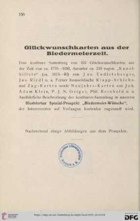 Glüchwunschkarten aus der Biedermeierzeit