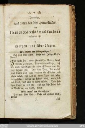 Dasjenige, was ausser den sechs Hauptstücken im kleinen Katechismus Lutheri enthalten ist.