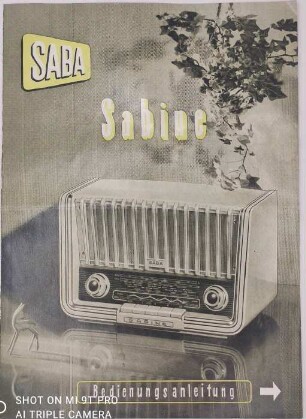 Gebrauchtsanleitung für Radio Saba-Sabine