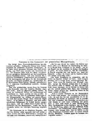 Censuren in den Gymnasien der preussischen Rheinprovinzen