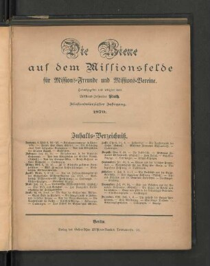 45.1879: Die Biene auf dem Missionsfelde : Monatsblatt der Gossner'schen Missionsgesellschaft