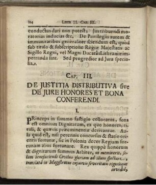 Cap. III. De Iustitia Distributiva sive De Iure Honores Et Bona Conferendi