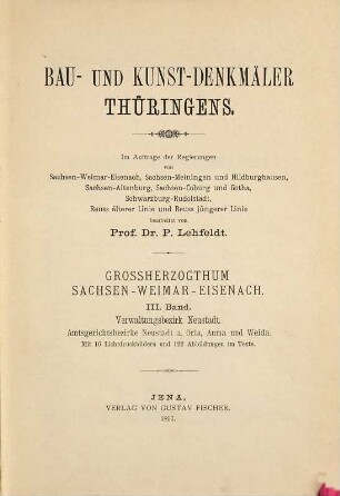 Die Bau- und Kunst-Denkmäler Thüringens, 24/25. Großherzogthum Sachsen-Weimar-Eisenach