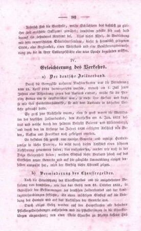 IV. Erleichterung des Verkehrs.