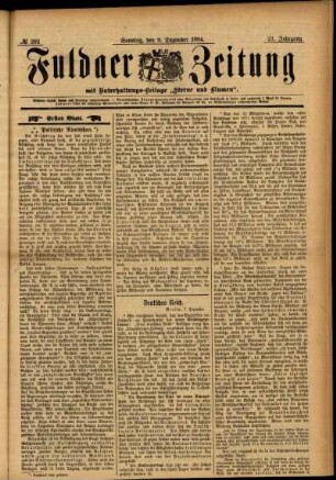 Erste Ausgabe vom Sonntag, den 09. Dezember 1894.