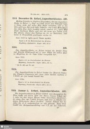 441. 1515, Januar 5. Erfurt, Augustinerkloster