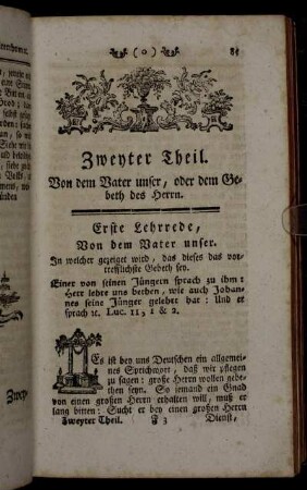 Zweyter Theil. Von dem Vater unser, oder dem Gebeth des Herrn.