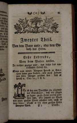 Zweyter Theil. Von dem Vater unser, oder dem Gebeth des Herrn.