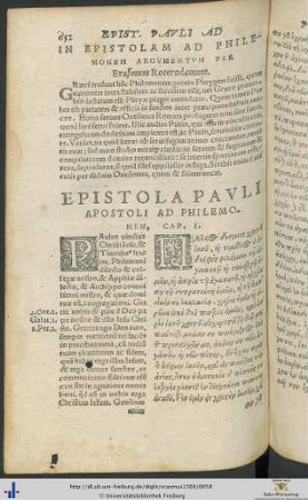 IN EPISTOLAM AD PHILEMONEM ARGUMENTUM PER Erasmum Roterodamum