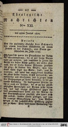 Nro.XXI - Nro.XXX (den 28ten Junius - den 13ten September)