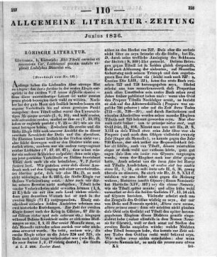 Tibullus, A.: Carmina. Ex recensione C. Lachmanni passim mutata explicuit L. Dissenius. Göttingen: Dieterich 1835 (Beschluss von Nr. 109)