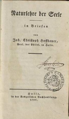 Naturlehre der Seele : in Briefen