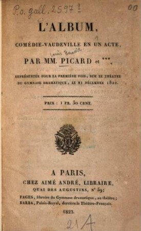 L' album : Comédie-vaudeville en 1 acte