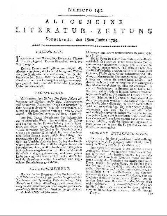 Theater für die Jugend. Bd. 3. [Hrsg. von E. L. Sartorius]. Frankfurt am Main: Hermann 1785