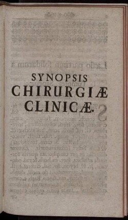 Synopsis Chirurgiae Clinicae.