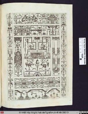 Grotesken, ornamentale Verzierungen und figürliche Darstellungen.