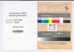 Entnazifizierung Kurt Schulz, geb. 19.11.1903 (Obersteuersekretaer)