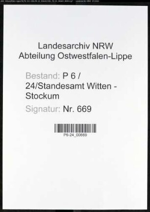 Heiratsregister Standesamt Witten-Stockum