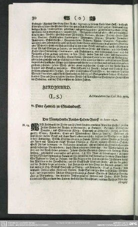 N.19. Der Neunzehende Reichs-Lehen-Brieff de Anno 1640