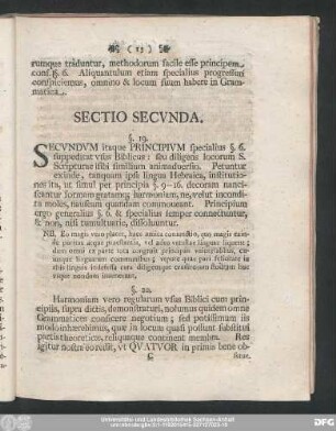 Sectio Secunda.
