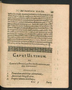 Caput Ultimum. De Contrarii Dominii, quibus modis amittatur, aut alias deminuatur?