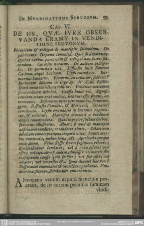 Cap. VI. De Iis, Quae Iure Observanda Erant In Venditione Servorum