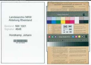 Entnazifizierung Johann Horstkamp, geb. 14.10.1876 (Mechaniker)