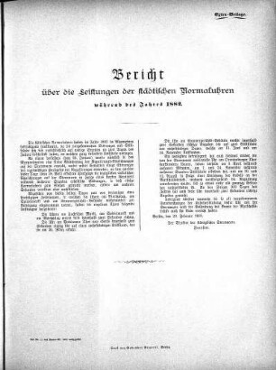 1882: Bericht über die Leistungen der städtischen Normaluhren während des Jahres ...