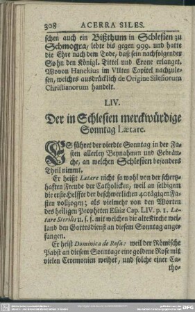 LIV. Der in Schlesien merckwürdige Sonntag Laetare