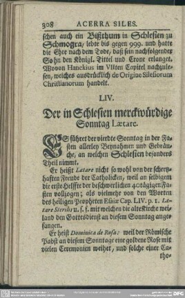 LIV. Der in Schlesien merckwürdige Sonntag Laetare