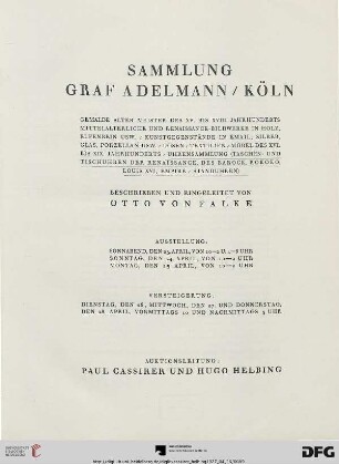 Sammlung Graf Adelmann / Köln