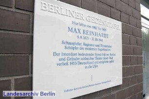 Gedenktafel für Max Reinhardt, Fontanestrasse 8 (Wilmersdorf)