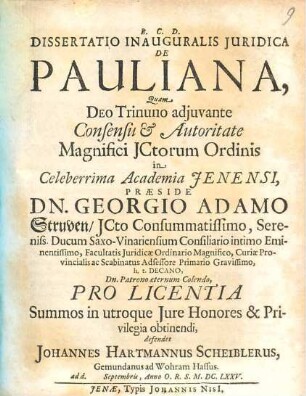 Dissertatio Inauguralis Juridica De Pauliana
