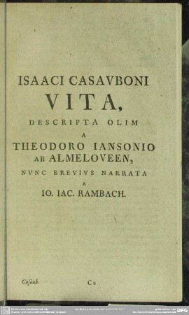 Isaaci Casauboni Vita